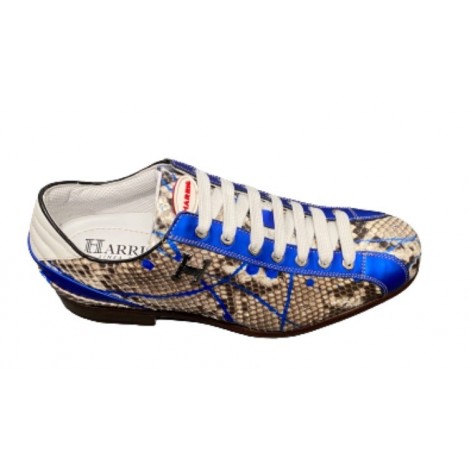 Scarpe uomo Harris sneakers fondo calcetto in pelle roccia splash/ azzurro fluo/ bianco U17HA163