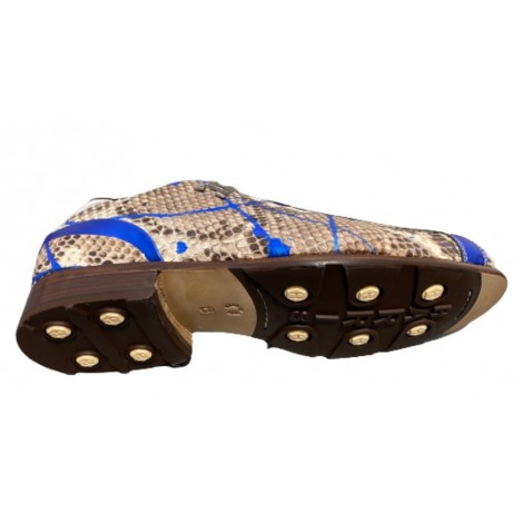 Scarpe uomo Harris sneakers fondo calcetto in pelle roccia splash/ azzurro fluo/ bianco U17HA163