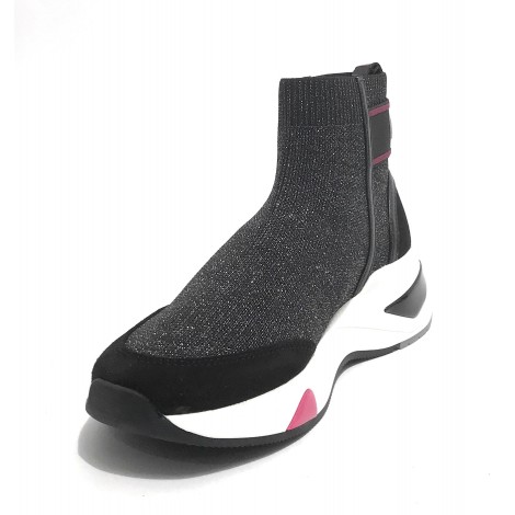 Scarpe donna sneaker calzino Liu-Jo Hoa 15 in suede/ tessuto nero D22LJ02 BF1023 TX196