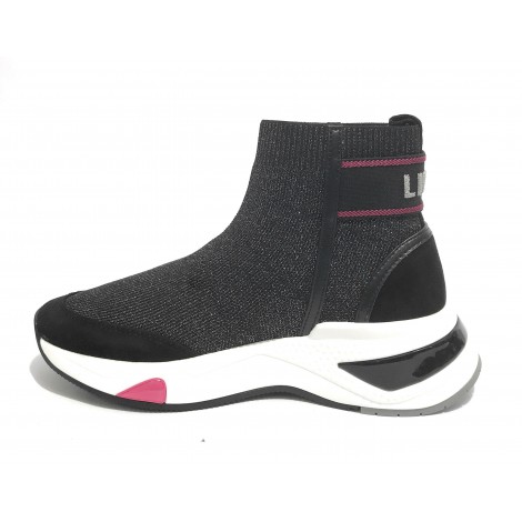 Scarpe donna sneaker calzino Liu-Jo Hoa 15 in suede/ tessuto nero D22LJ02 BF1023 TX196