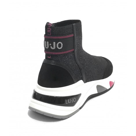 Scarpe donna sneaker calzino Liu-Jo Hoa 15 in suede/ tessuto nero D22LJ02 BF1023 TX196