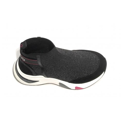 Scarpe donna sneaker calzino Liu-Jo Hoa 15 in suede/ tessuto nero D22LJ02 BF1023 TX196