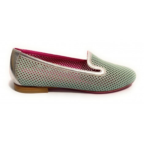 Scarpe donna BorboniQua ballerina traforata Marina in pelle verde/ silver DS21BB05