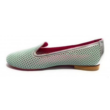 Scarpe donna BorboniQua ballerina traforata Marina in pelle verde/ silver DS21BB05