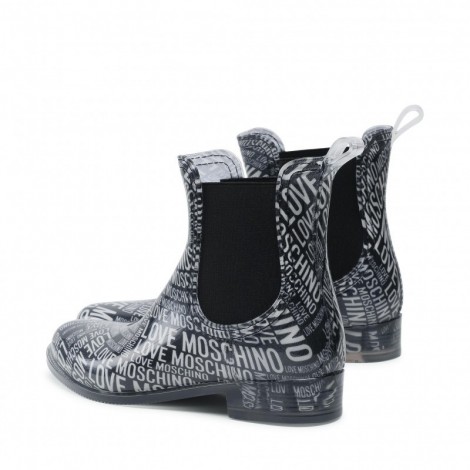 Scarpe donna Moschino stivaletto pioggia rainboot pvc trasparente multilogo D22MO04 JA21163