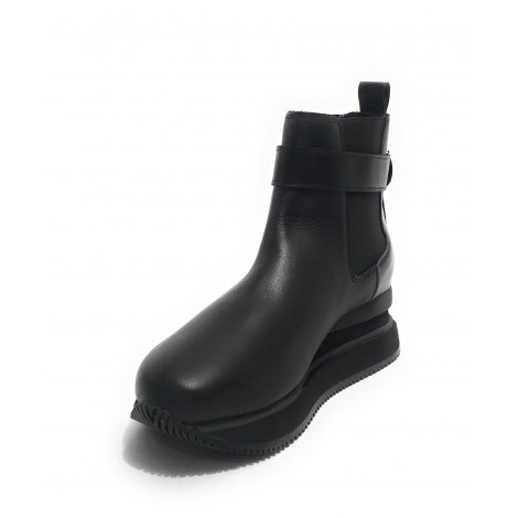 Sneaker calzino Apepazza Miah fondo zeppa in tessuto/ pelle nero donna D22AP03 F1MIDHIGH02