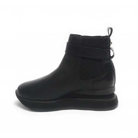 Sneaker calzino Apepazza Miah fondo zeppa in tessuto/ pelle nero donna D22AP03 F1MIDHIGH02