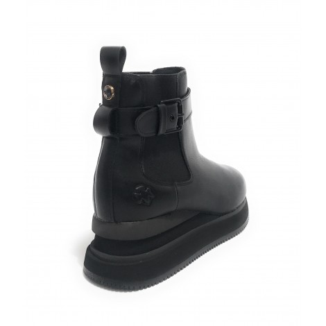Sneaker calzino Apepazza Miah fondo zeppa in tessuto/ pelle nero donna D22AP03 F1MIDHIGH02