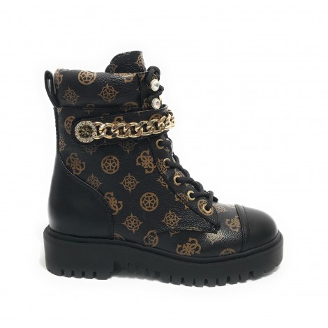 Scarpe donna Guess anfibio Odyssa brown multilogo/ black D22GU34 FL8ODYFAL10