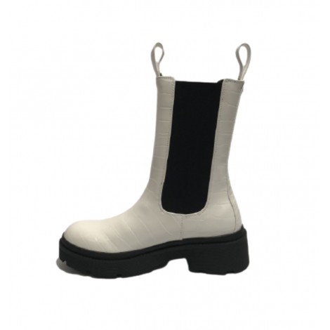 Scarpe donna Guess Stivale Chelsea boot Lori ecopelle stampa cocco white D22GU36 FL7LORPEL10