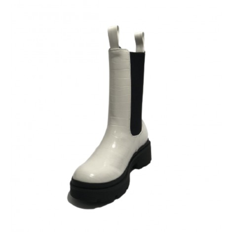 Scarpe donna Guess Stivale Chelsea boot Lori ecopelle stampa cocco white D22GU36 FL7LORPEL10