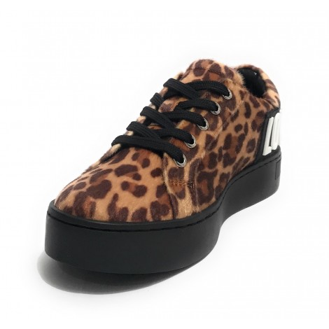 Scarpe donna Love Moschino sneaker in ecopelle cavallino leopard D22MO07 JA15573