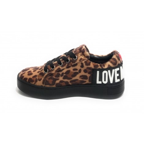 Scarpe donna Love Moschino sneaker in ecopelle cavallino leopard D22MO07 JA15573