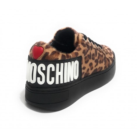 Scarpe donna Love Moschino sneaker in ecopelle cavallino leopard D22MO07 JA15573