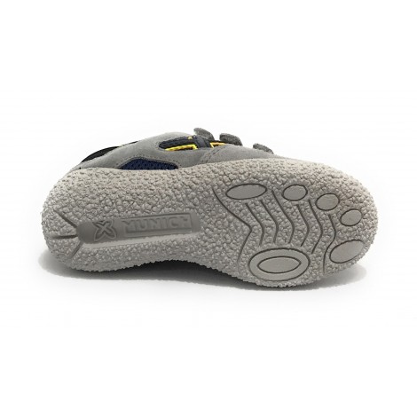 Scarpe bambino Munich sneaker con strap Mini Goal in suede/ tessuto grigio Z22MU07 1533