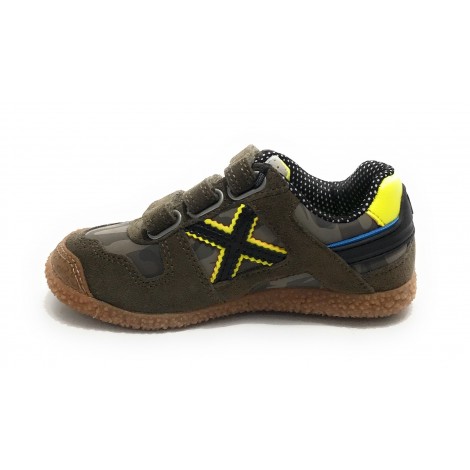 Scarpe bambino Munich sneaker con strap Mini Goal in suede verde army/ camo Z22MU09 1539