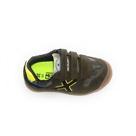Scarpe bambino Munich sneaker con strap Mini Goal in suede verde army/ camo Z22MU09 1539