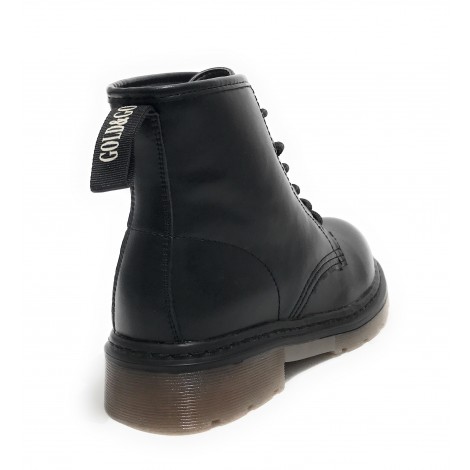 Scarpe donna Gold&gold anfibio in ecopelle nero con fondo carrarmato D22GG09 GS200
