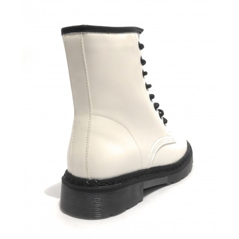 Scarpe donna Gold&gold anfibio in ecopelle bianco con fondo carrarmato D22GG07 GS80