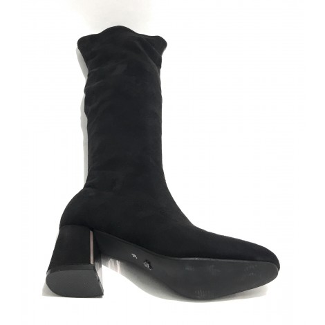 Scarpe donna stivale Gold&gold tc 55 in ecopelle scamosciato stretch colore nero - D20GG40