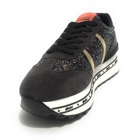 Scarpe donna sneaker Gold&gold ecopelle glitter blu D22GG17 GB151