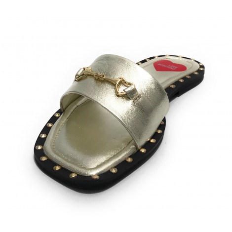 Scarpe donna Love Moschino sabot in pelle gold DS22MO13 JA28151C1EIF0900