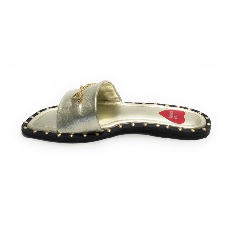 Scarpe donna Love Moschino sabot in pelle gold DS22MO13 JA28151C1EIF0900