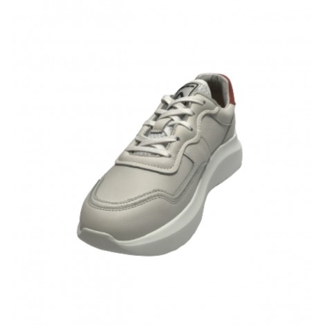 Scarpe donna Ambitious 12162W sneakers in pelle bianco / nude fondo alto DS22AM04