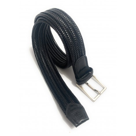 Cinta in pelle intreccio elasticizzata nero  H3 A20EL16