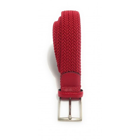 Cinta in cotone elastico spinato e pelle rosso A22EL01