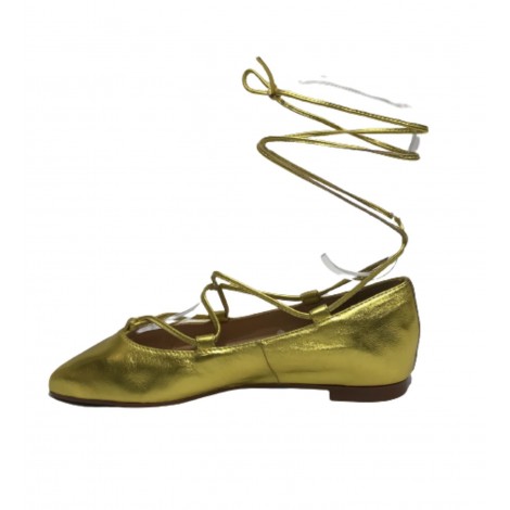 Scarpe donna Elite ballerina a punta con laccio alla caviglia in pelle colore gold DS22EL02 S11034