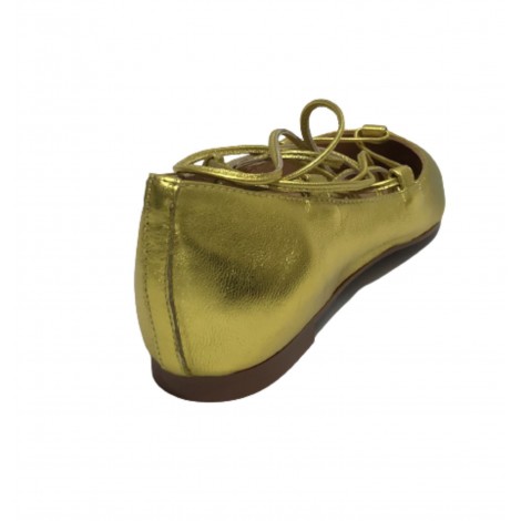Scarpe donna Elite ballerina a punta con laccio alla caviglia in pelle colore gold DS22EL02 S11034