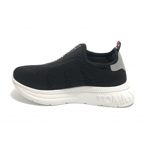 Scarpe Tommy Hilfiger sneaker in tessuto elasticizzato nero ZS22TH01 T3B4-32246