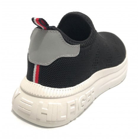 Scarpe Tommy Hilfiger sneaker in tessuto elasticizzato nero ZS22TH01 T3B4-32246