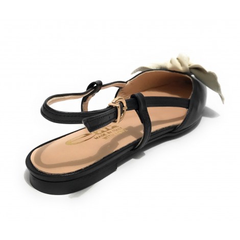 Scarpe donna Elite sabot con tallone aperto a punta in pelle colore nero DS22EL08 4525