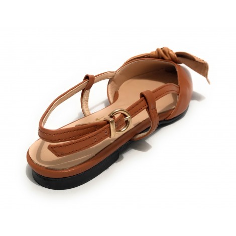 Scarpe donna Elite sabot con tallone aperto a punta in pelle color cuoio/ senape DS22EL06 4525
