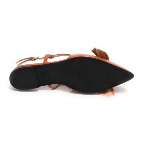 Scarpe donna Elite sabot con tallone aperto a punta in pelle color cuoio/ senape DS22EL06 4525