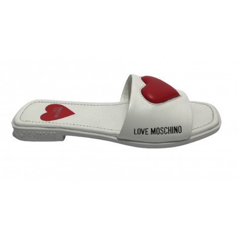 Scarpe donna Love Moschino sabot in pelle bianco DS22MO22 JA28352