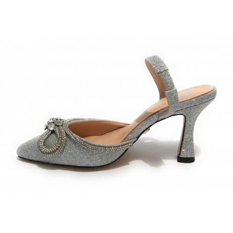 Scarpe donna Gold&gold decollete tallone aperto argento con glitter DS22GG21 GD569
