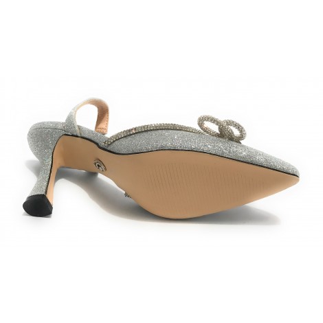 Scarpe donna Gold&gold decollete tallone aperto argento con glitter DS22GG21 GD569
