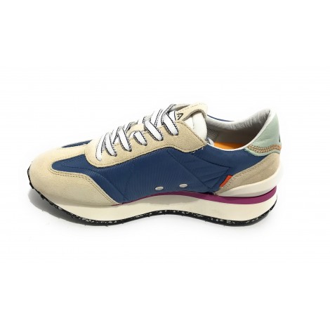 Scarpe donna Ambitious 12127W sneaker running in suede/ nylon bianco/ blu DS22AM05