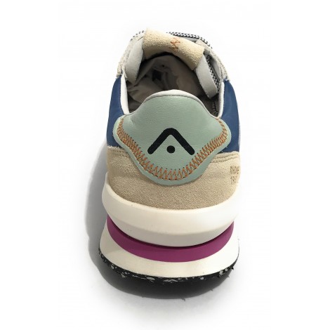 Scarpe donna Ambitious 12127W sneaker running in suede/ nylon bianco/ blu DS22AM05