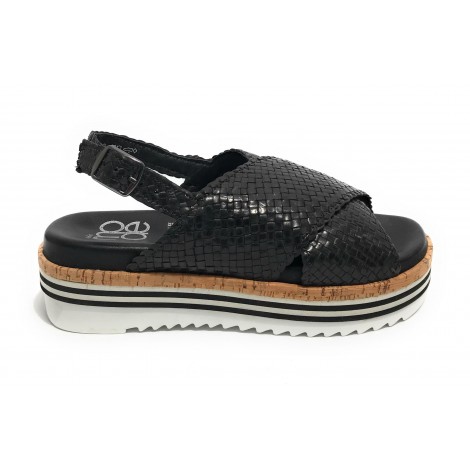 Scarpe donna Elite sandalo in pelle colore nero DS22EL13 801