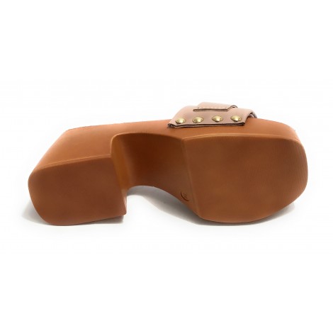 Sandalo Guess Clarissa zoccolo TC 70 in pelle sand DS22GU69 FL6CSSLEA01