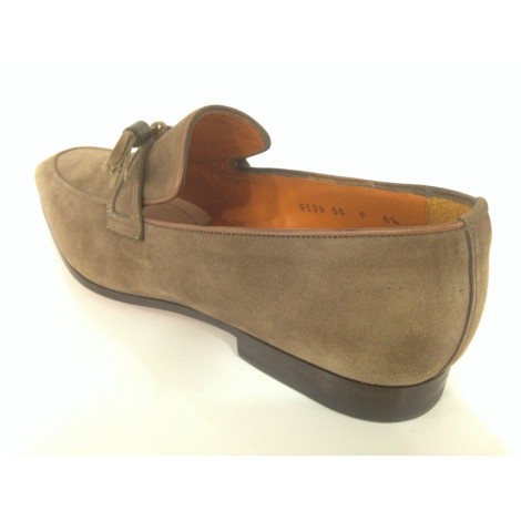 SCARPE UOMO SANTONI MOCASSINO SFILATO CON NAPPE TORTORA  FATTA MANO 60
