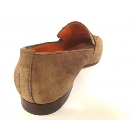 SCARPE UOMO SANTONI MOCASSINO SFILATO CON NAPPE TORTORA  FATTA MANO 60