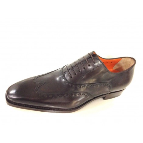 SCARPE UOMO SANTONI FRANCESINA  EBANO OLD ENGLAND CON DUILIO  FATTE A MANO 16