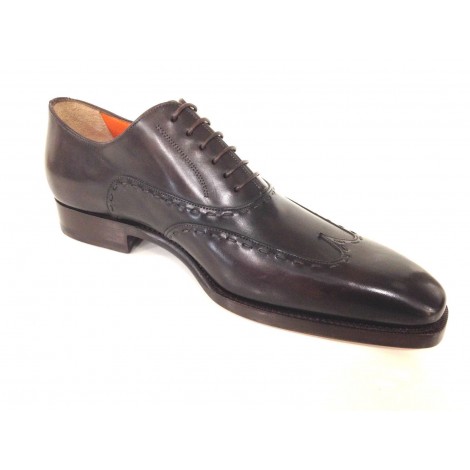 SCARPE UOMO SANTONI FRANCESINA  EBANO OLD ENGLAND CON DUILIO  FATTE A MANO 16