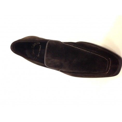 SCARPE UOMO SANTONI MOCASSINO P. QUADRA FATTE A MANO  CAMOSCIO TESTA DI MORO  27