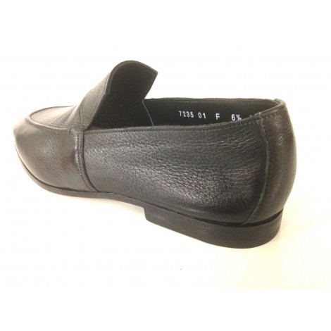 SCARPE UOMO SANTONI MOCASSINO NERO PELLE MARTELLATA CERVO   FATTA A MANO 52